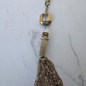 Gold Costume Necklace with Tassel Detail - 19 "